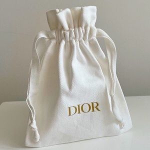 New Christian Dior White Drawstring Pouch NWOT